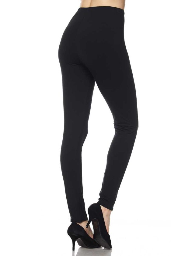 Solid Color 1 Inch Mid Waisted Brushed Ankle Leggings - 4