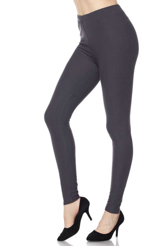 Solid Color 1 Inch Mid Waisted Brushed Ankle Leggings - 8