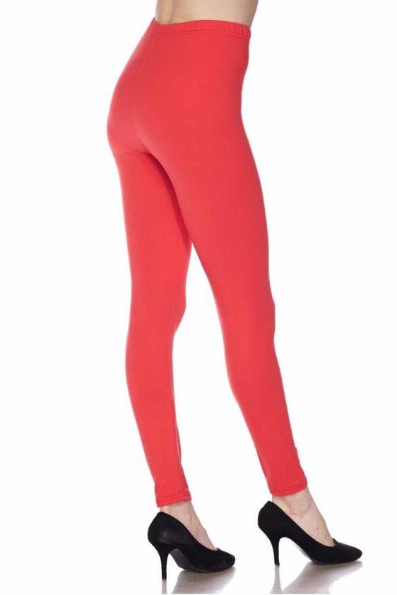 Solid Color 1 Inch Mid Waisted Brushed Ankle Leggings - 1