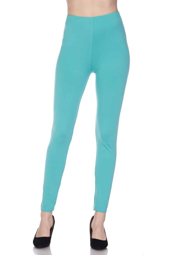 Solid Color 1 Inch Mid Waisted Brushed Ankle Leggings - 32