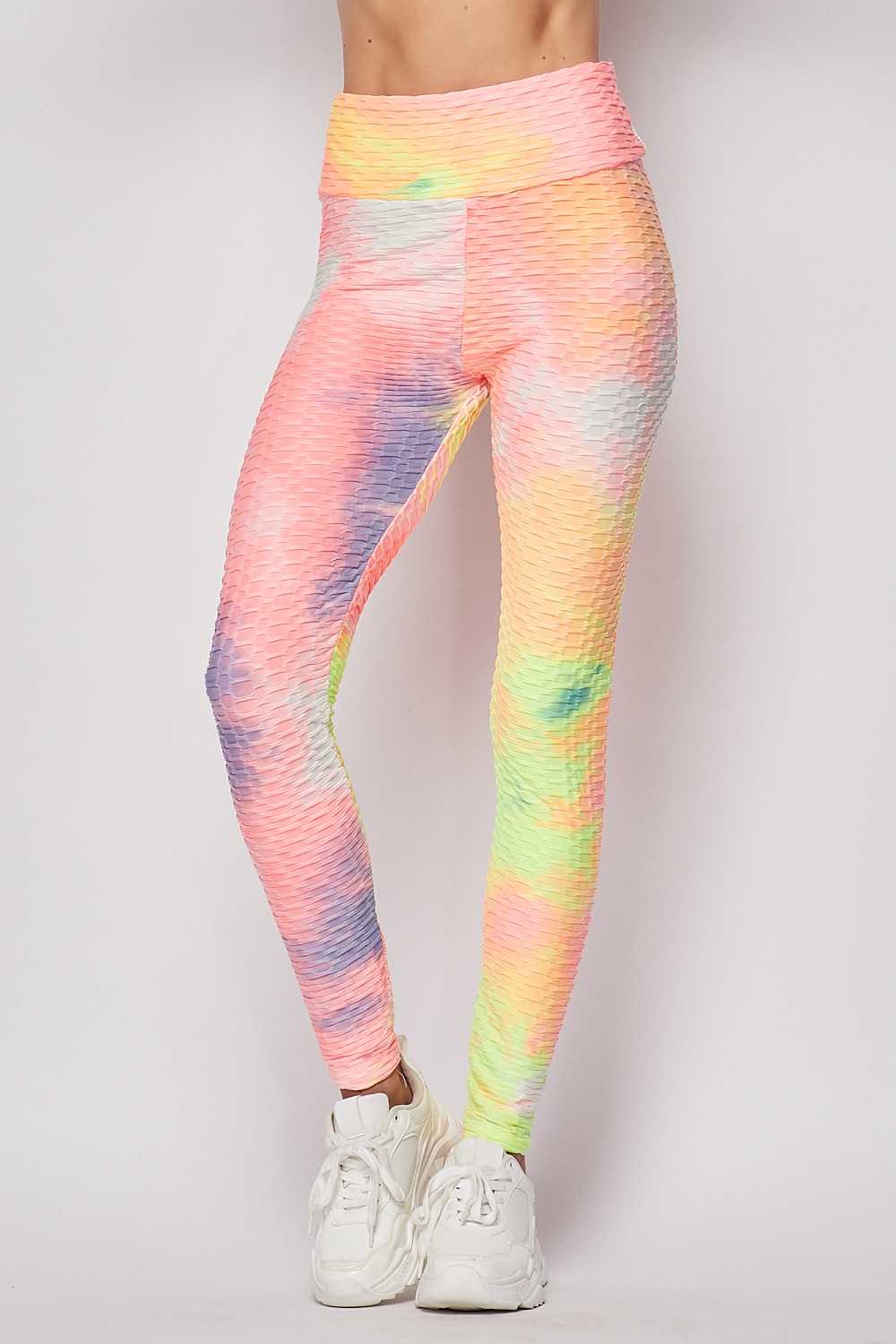 Tie Dye Colorful Scrunch Butt High Waist Workout Leggings Size L