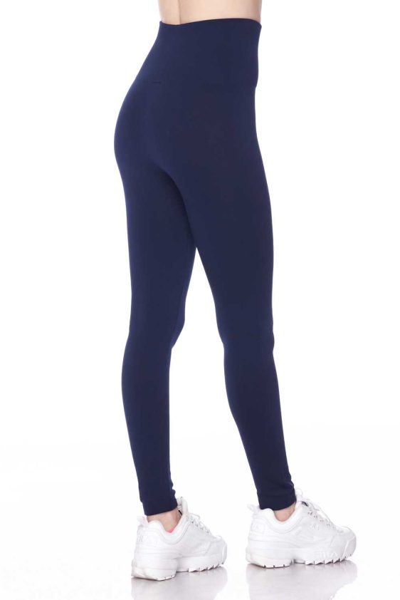 Solid Color 5 Inch High Waisted Fleece Lined Ankle Leggings - 9