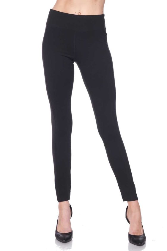 Solid Color 3 Inch High Waisted Brush Leggings with Inside Pocket - 2