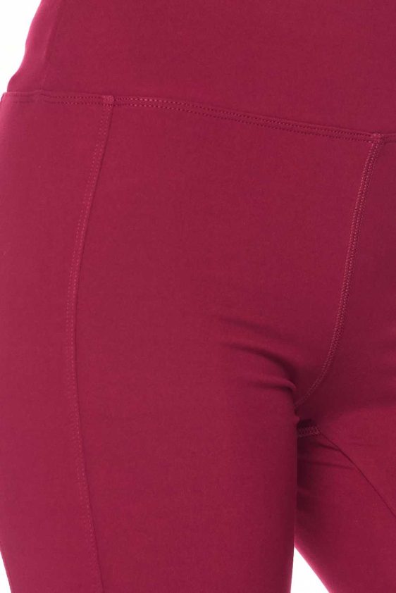 Solid Color 3 Inch High Waisted Brush Leggings with Inside Pocket - 7