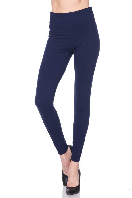 Solid Color 3 Inch High Waisted Brush Leggings with Inside Pocket - 11