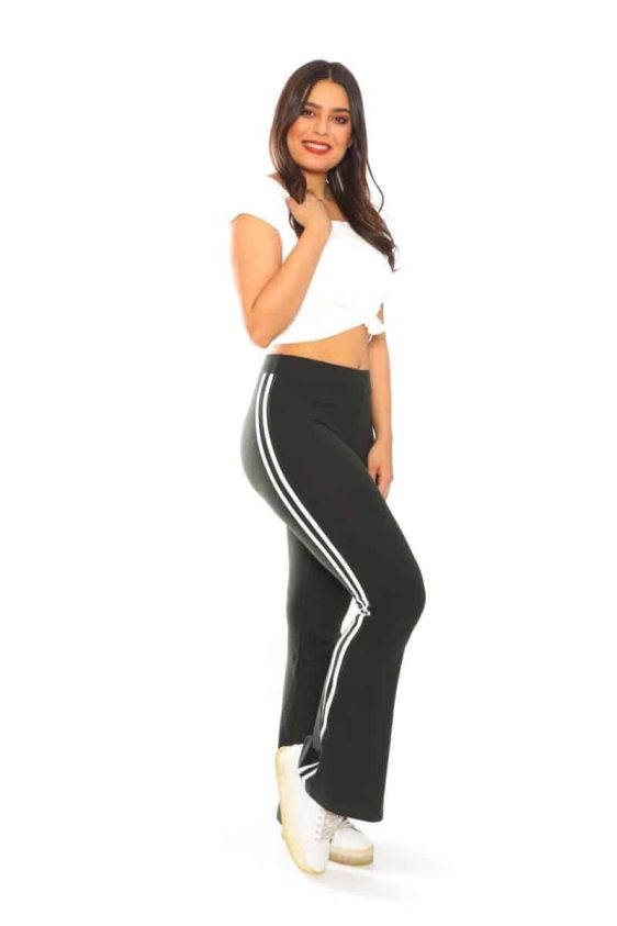 Yummy Material Flare Pants Solid with White Stripes - 16