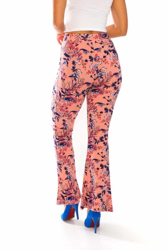 Yummy Material Peach Floral Print Flare Pants - 4