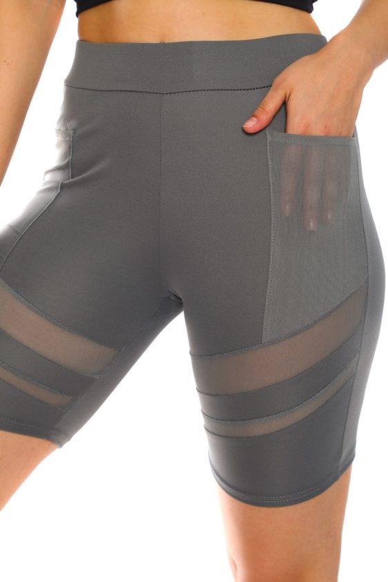 Women's Biker Shorts with Mesh and Pocket - 7