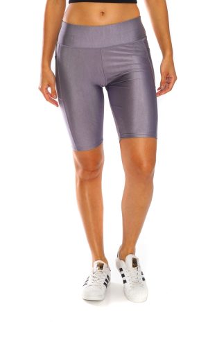 Shiny Biker Shorts with Pockets
