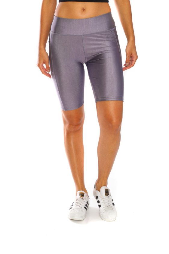 Shiny Biker Shorts with Pockets
