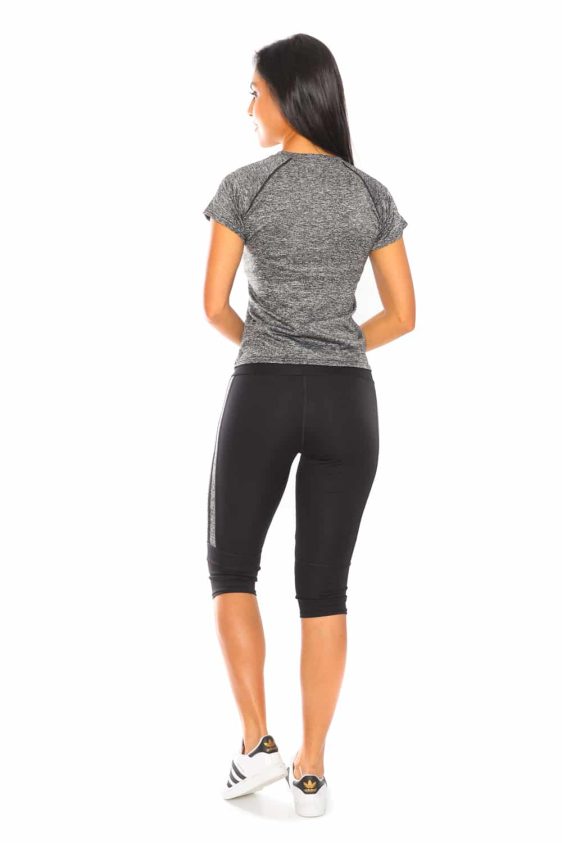 Activewear Sets 2Pcs with Side Strip Capri and T-Shirt