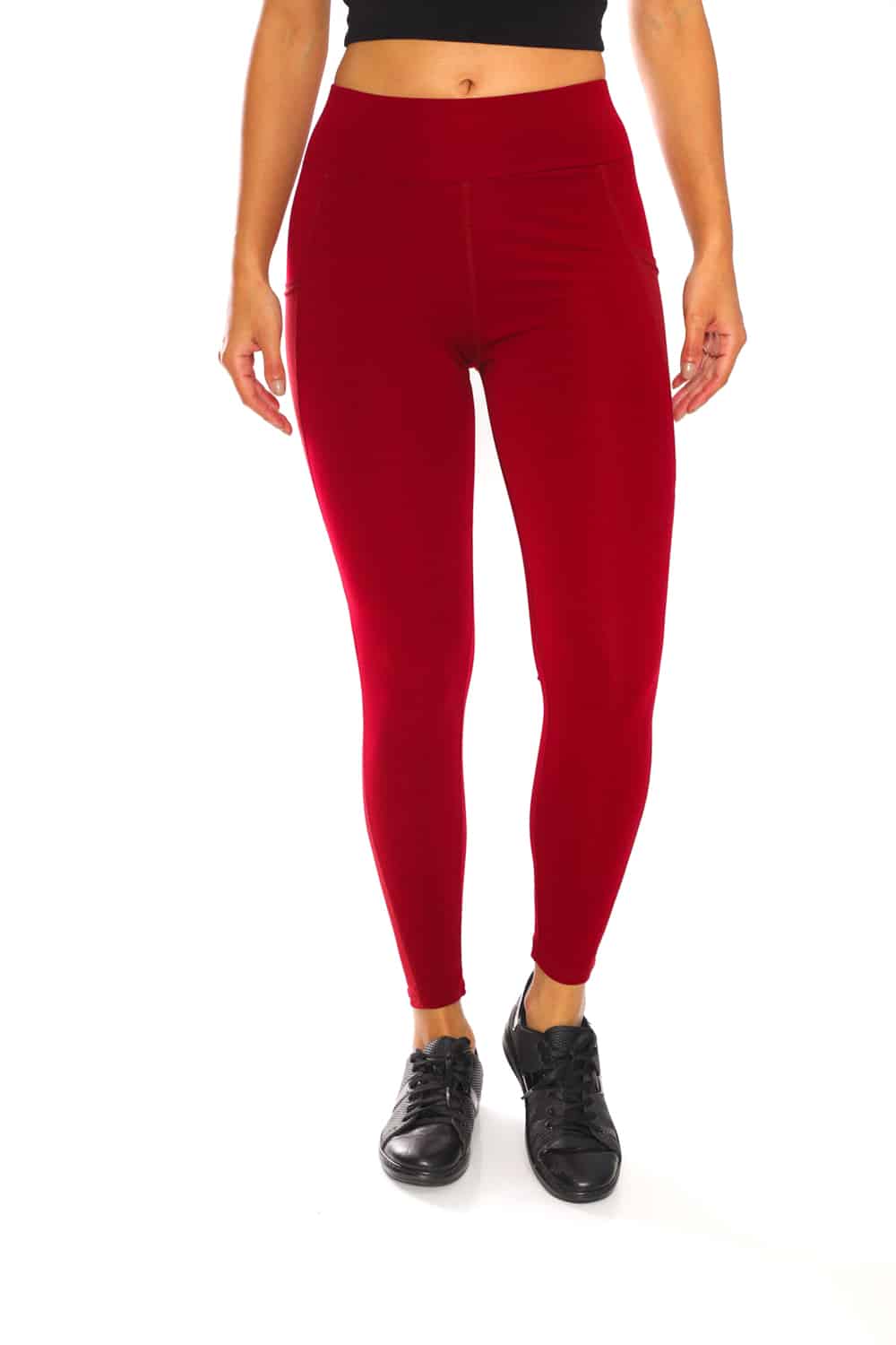 Solid Crimson Leggings for Women, 2XS 6XL, Crossover Leggings With Pockets,  High-waisted Leggings, Festive Holiday Plain Red Leggings -  Canada