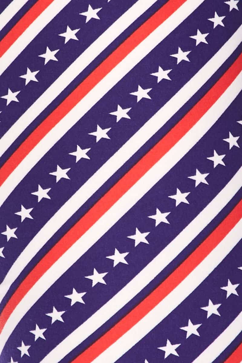 American Flag Stars Stripes Print Brushed Leggings - 7