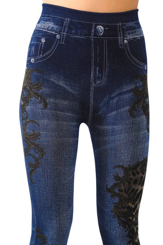Leopard and Floral Printed Jeggings - 4