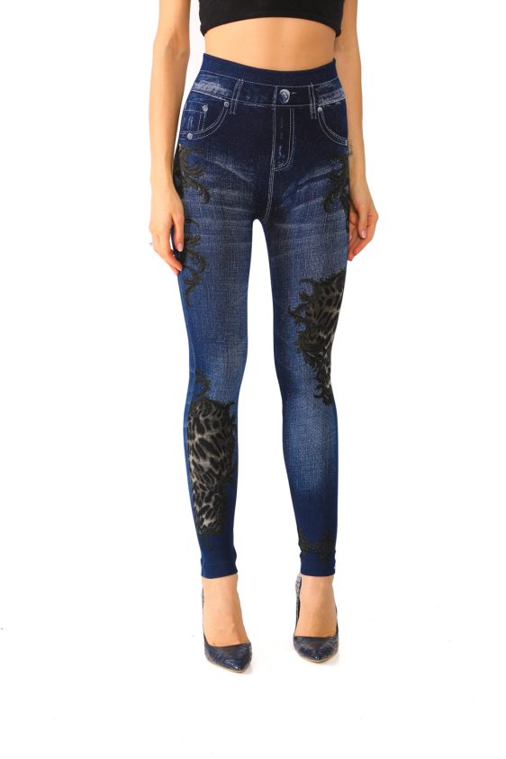 Leopard and Floral Printed Jeggings - 7