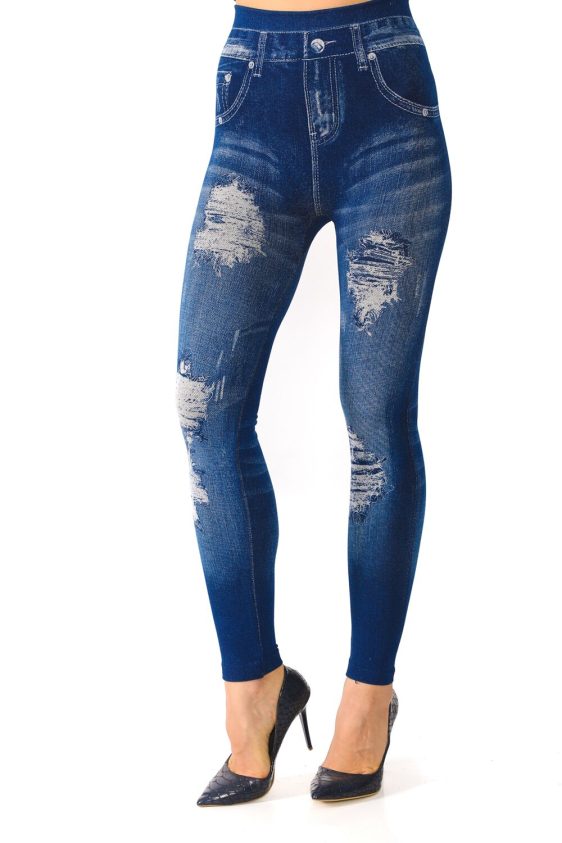 Mid Waist Seamless Ripped Jean Jeggings