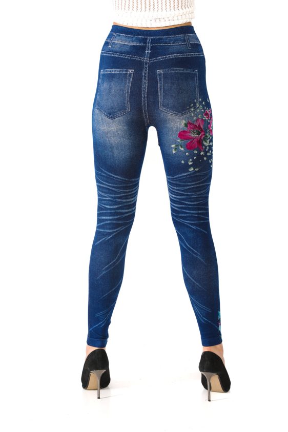 Jeggings with Asymmetric Floral Patterns - 3