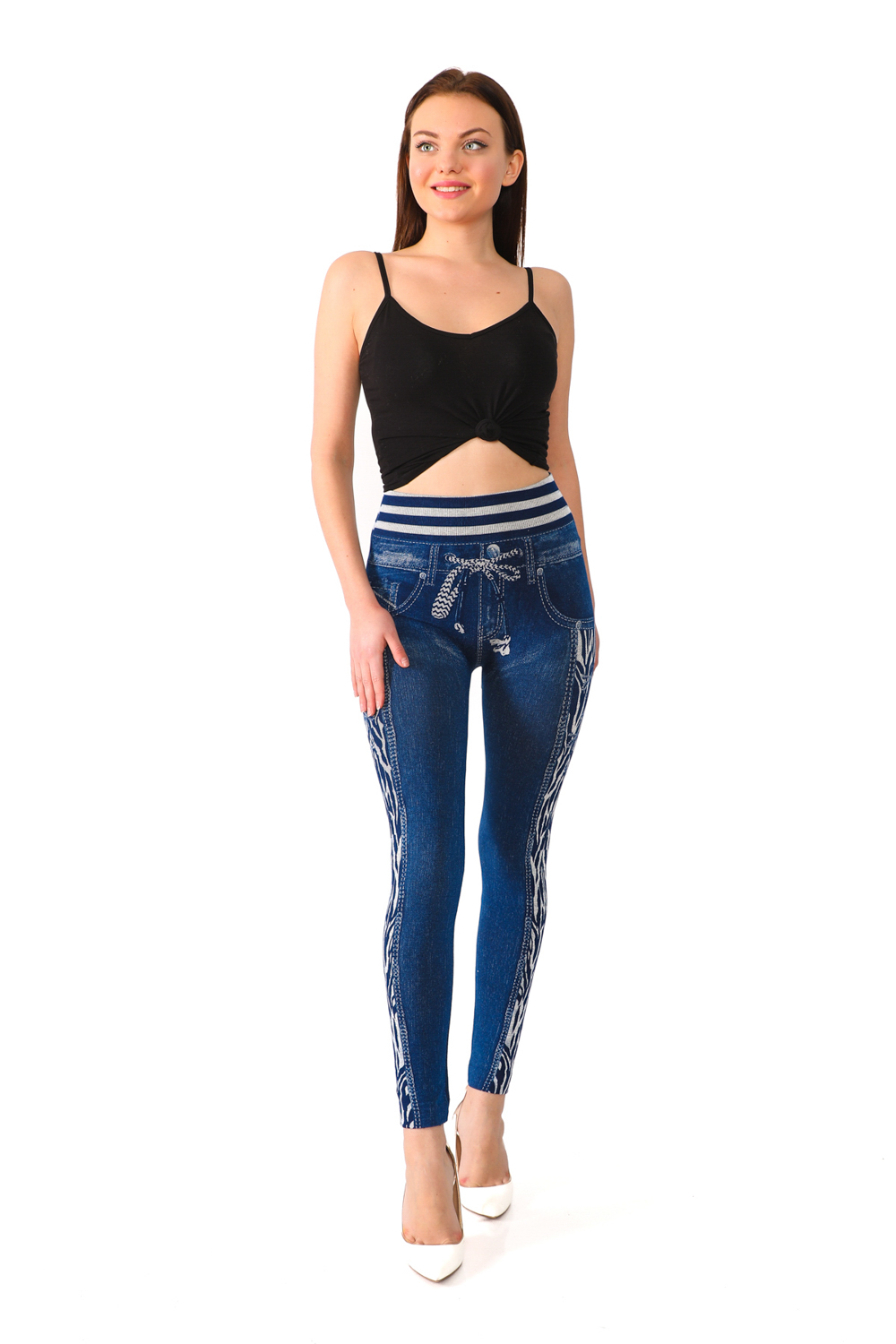 Seamless Jeggings with Tiger Pattern Side Stripes - 5