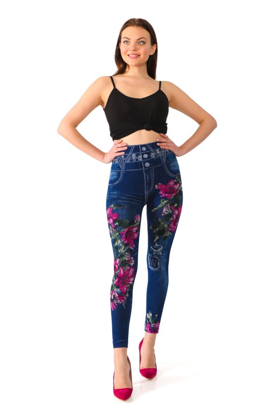 Jeans lovers, this one's for you! Our Denim Leggings with Floral Pattern are designed to look like real jeans, but with the added bonus of being sexy and stylish. Made from durable denim fabric, these leggings will keep you looking great all day long.