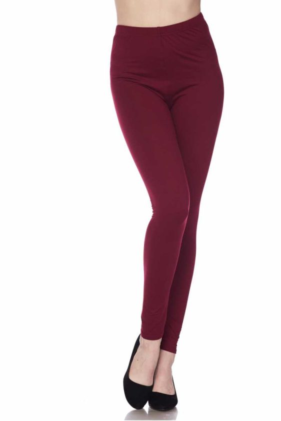 Solid Color 1 Inch Mid Waisted Brushed Ankle Leggings - 50