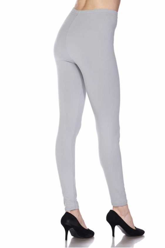 Solid Color 1 Inch Mid Waisted Brushed Ankle Leggings - 49