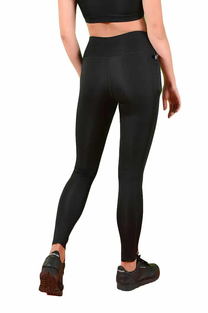 Activewear High Waisted Yoga Pants with Front Side Double Stripe Mesh Details and Side Pocket