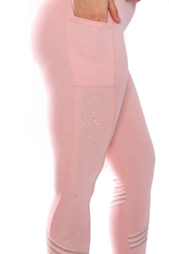 Solid Color 3 Inch High Waisted Leggings with Side Beaded Embellishments