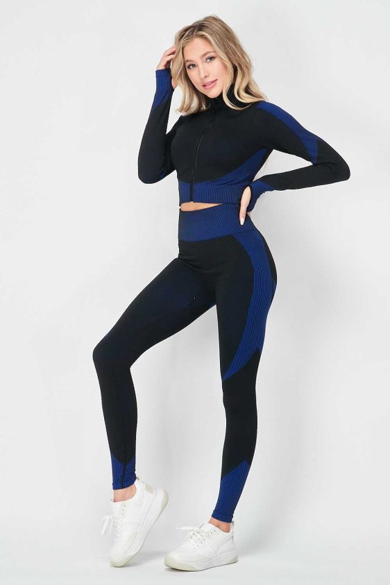 Activewear Sets 2 Pcs with Honey Comb Cropped Top and TikTok Leggings