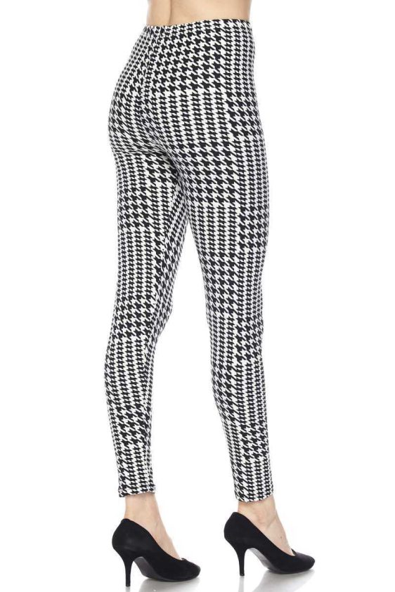 Houndstooth Check Print Ankle Leggings - 3