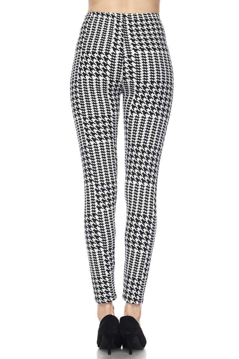 Houndstooth Check Print Ankle Leggings - 4
