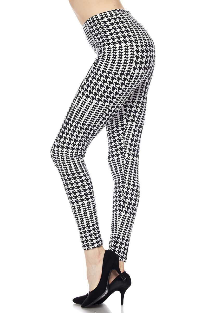 Houndstooth Check Print Ankle Leggings - 5