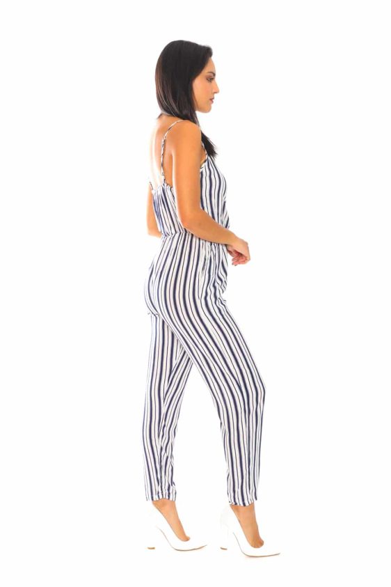 2 Colored Vertical Stripe Jumpsuit - 4