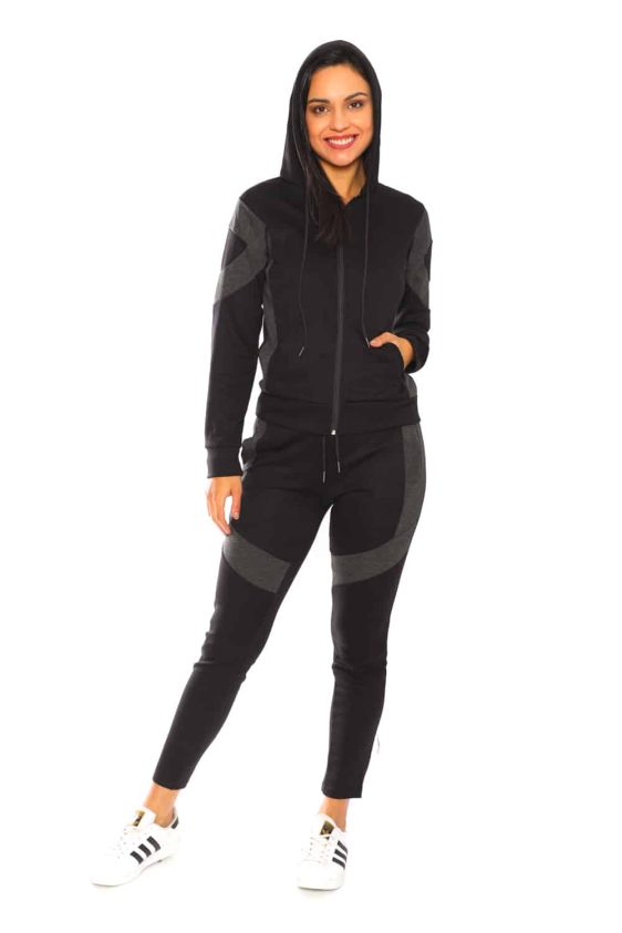 Activewear Athletic Tracksuit Set with Thick Stripes