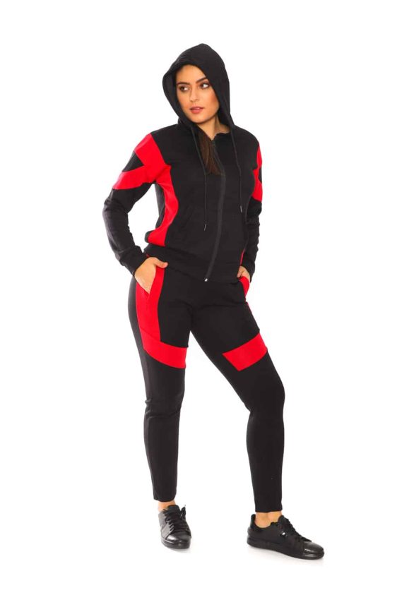 Activewear Athletic Tracksuit Set with Thick Stripes