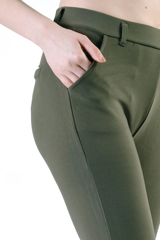 Women's Olive Skinny Pants Slim Treggings - 8