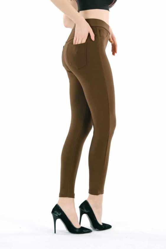 Women’s Skinny Pants Slim Treggings With Front Back Pockets - 5