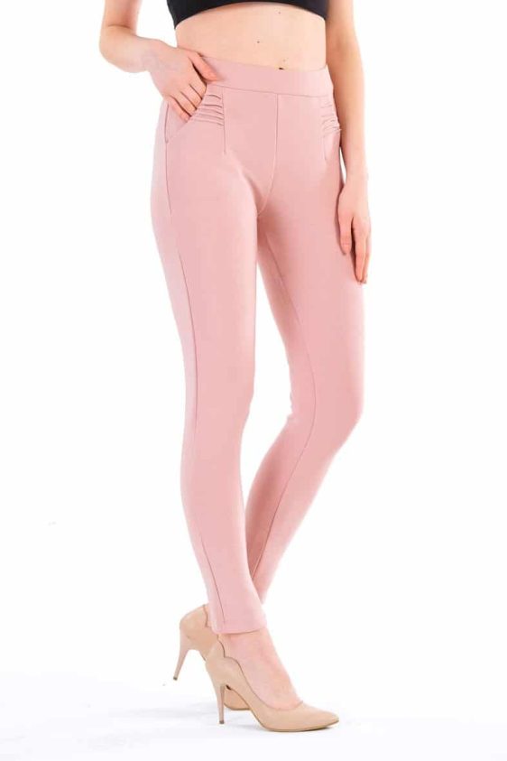 Women's Pink Skinny Pants Slim Treggings - 1