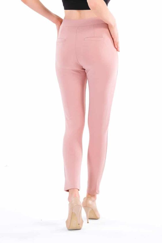 Women's Pink Skinny Pants Slim Treggings - 2