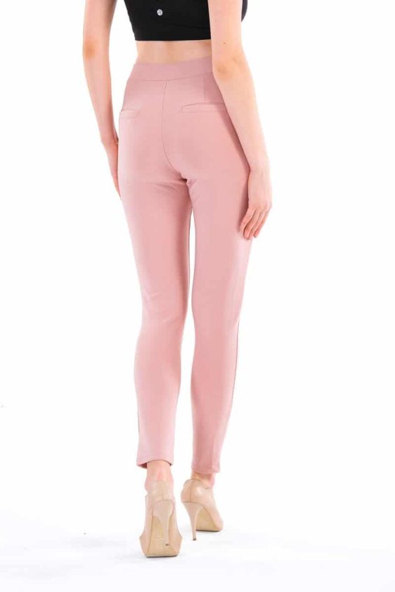 Women's Pink Skinny Pants Slim Treggings - 3
