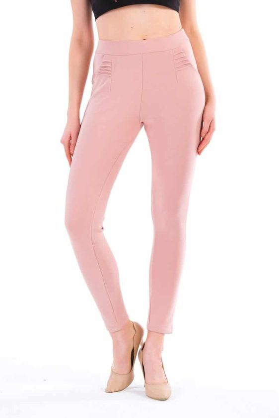Women's Pink Skinny Pants Slim Treggings - 6