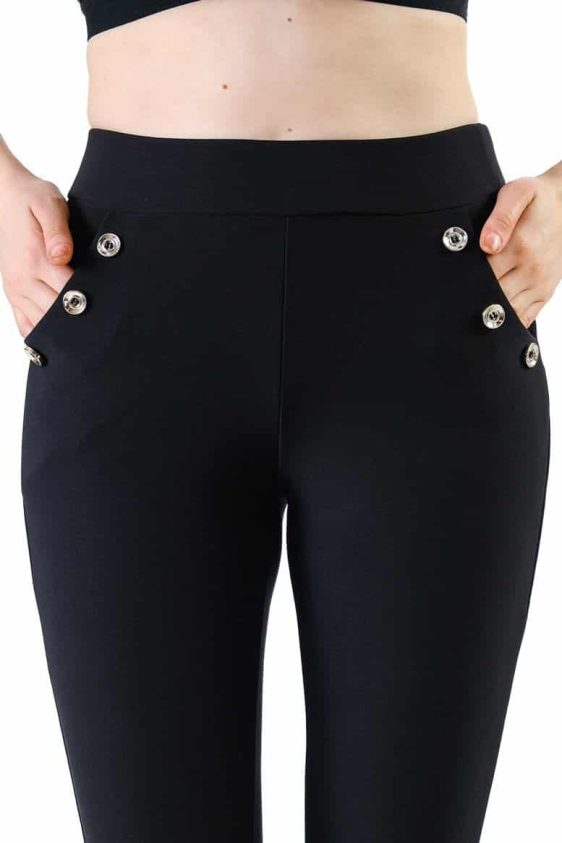 Women's Skinny Pants Slim Treggings with Three Buttons - 2