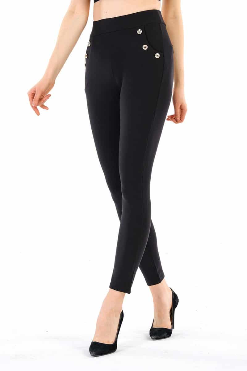Women's Skinny Pants Slim Treggings with Three Buttons - Its All Leggings