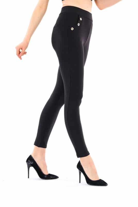 Women's Skinny Pants Slim Treggings with Three Buttons - 6