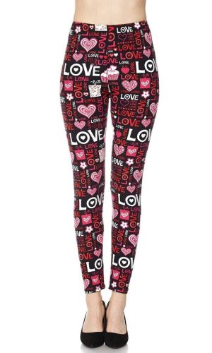 LOVE Print Yummy Brushed Ankle Leggings