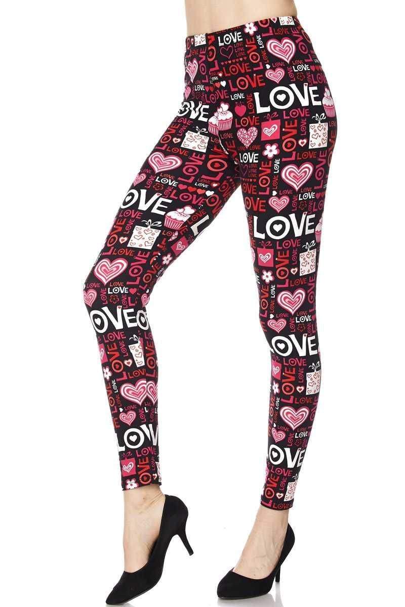 LOVE Print Yummy Brushed Ankle Leggings