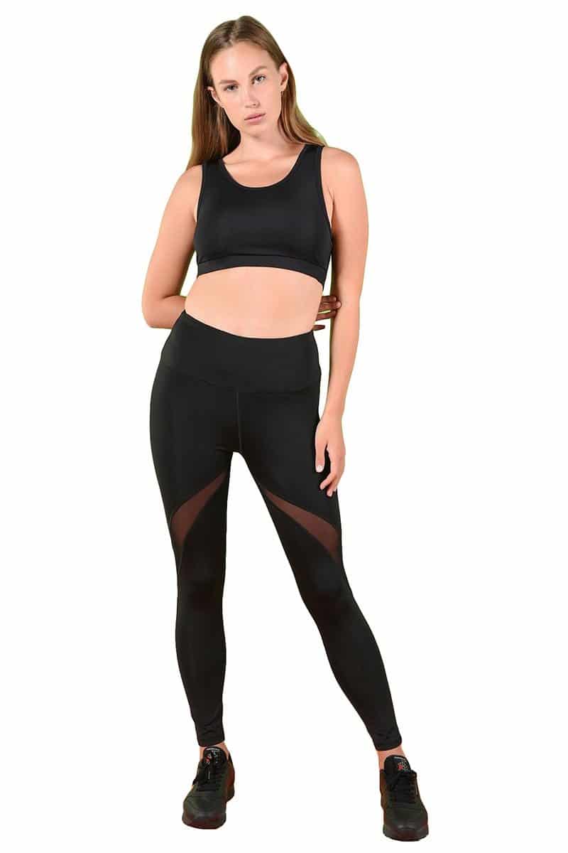 Activewear High Waisted Yoga Pants with Mesh Details