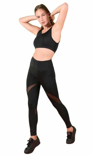 Activewear High Waisted Yoga Pants with Mesh Details