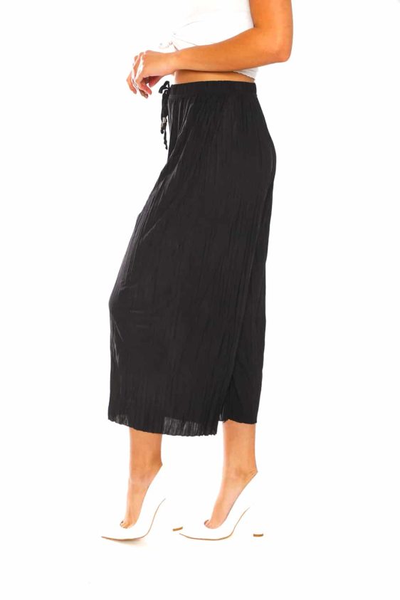 Black Culotte Pants with Pleats - 4