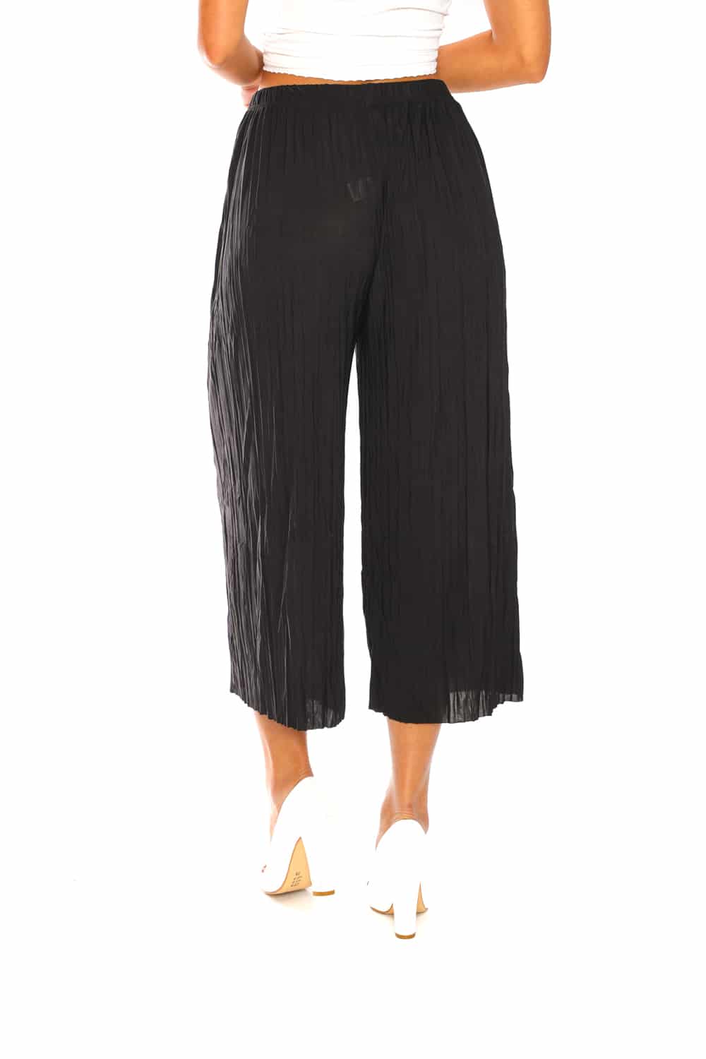 Black Culotte Pants with Pleats - 5