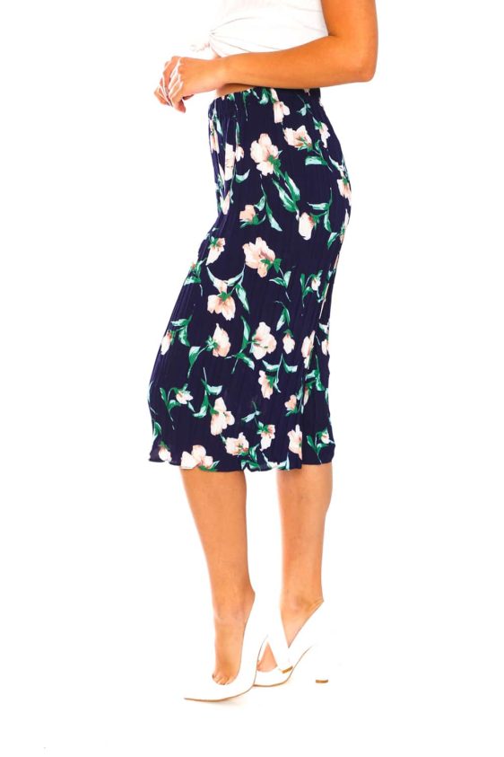 Floral Print Pants with Green Leaves - 4